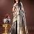 grey organza with thread work and zari weaving saree with blouse