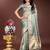 sea green organza with thread work and zari weaving saree with blouse