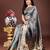 silver organza with thread work and zari weaving saree with blouse