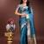 sea green organza with thread work and zari weaving saree with blouse