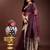 purple organza with thread work and zari weaving saree with blouse