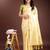yellow linen cotton with printed and zari weaving saree with blouse