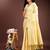 yellow linen cotton with printed and zari weaving saree with blouse