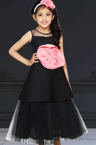 Floor length black flower girl dress