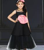 Floor length black flower girl dress