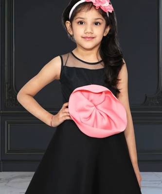 Floor length black flower girl dress 2