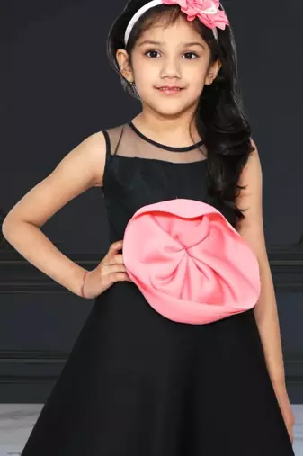 Floor length black flower girl dress