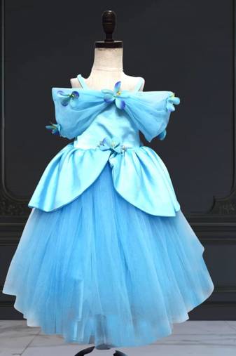 Blue birthday gown for baby girl