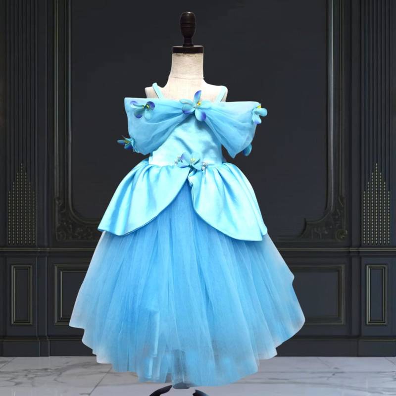 Blue birthday gown for baby girl