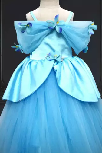 Blue birthday gown for baby girl