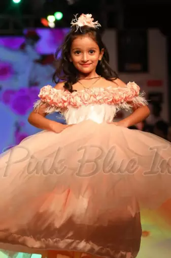 Peach baby party gown, flower girl birthday outfit online