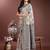 grey linen cotton with printed and zari weaving saree with blouse
