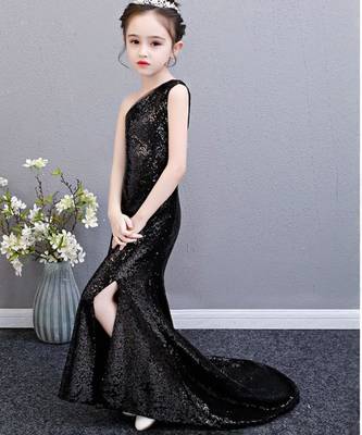 Sequins baby girls fish cut gown party dress online 2