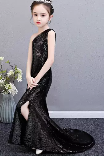 Sequins baby girls fish cut gown party dress online