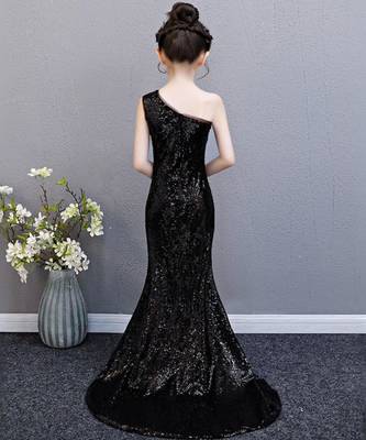 Sequins baby girls fish cut gown party dress online 3