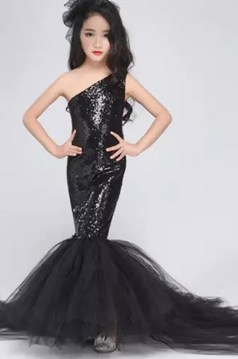 Black sequin mermaid prom dress