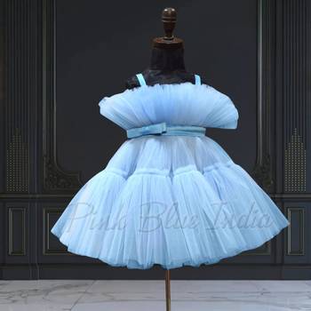 Powder blue little girls princess dress for party 1