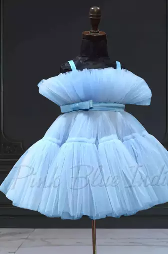 Powder blue little girls princess dress for party