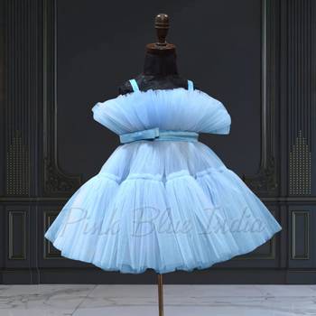Powder blue little girls princess dress for party 3
