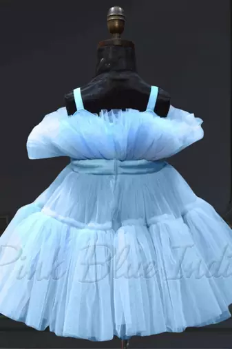 Powder blue little girls princess dress for party