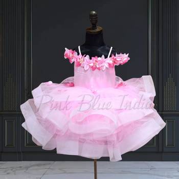 Pink girls off shoulder dress online 1
