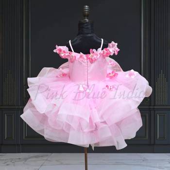 Pink girls off shoulder dress online 3