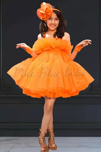 Candy orange color designer western wear