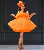 Candy orange color designer western wear