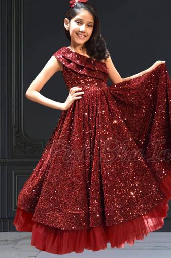 Partywear velvet dress for kids girls