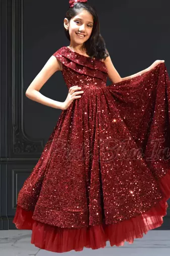 Partywear velvet dress for kids girls