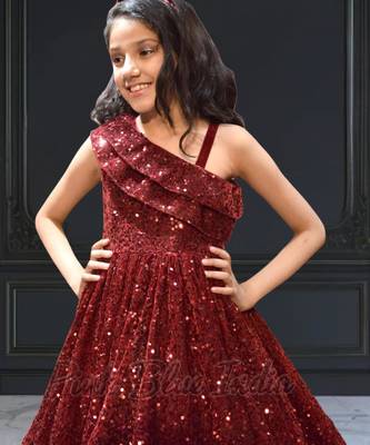 Partywear velvet dress for kids girls 2