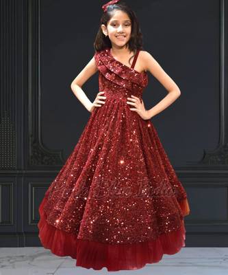 Partywear velvet dress for kids girls 3