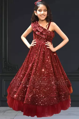 Partywear velvet dress for kids girls
