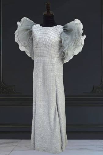 Silver party wear fish cut girls dress