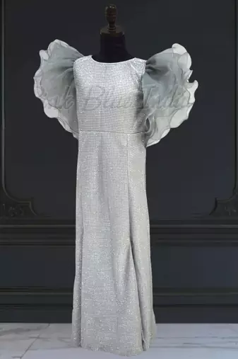 Silver party wear fish cut girls dress