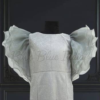 Silver party wear fish cut girls dress 2