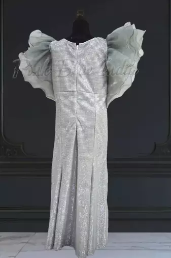 Silver party wear fish cut girls dress
