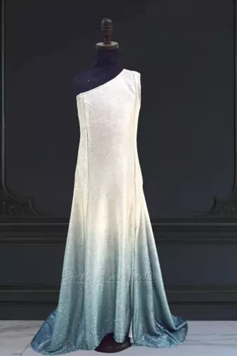 Silver fish cut party gown