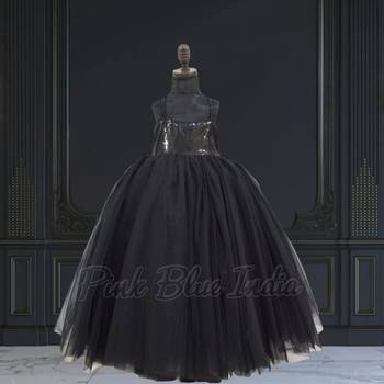 Black party wear gown for girls 1