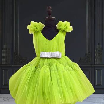 Designer green knee length girls party dress 1