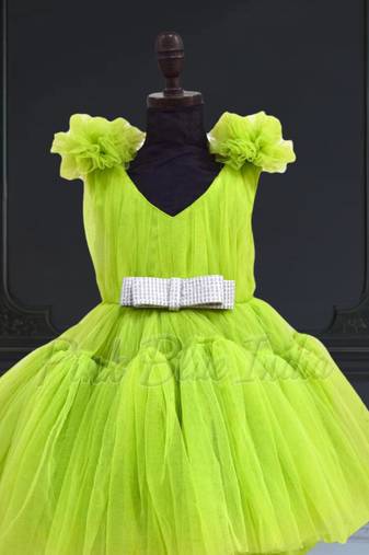 Designer green knee length girls party dress