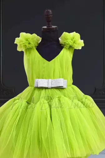 Designer green knee length girls party dress
