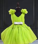Designer green knee length girls party dress