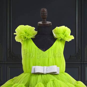 Designer green knee length girls party dress 2