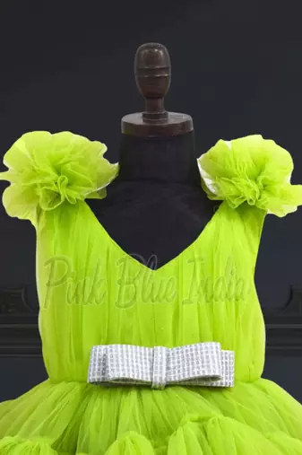 Designer green knee length girls party dress