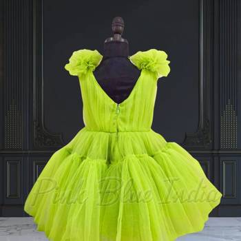 Designer green knee length girls party dress 3