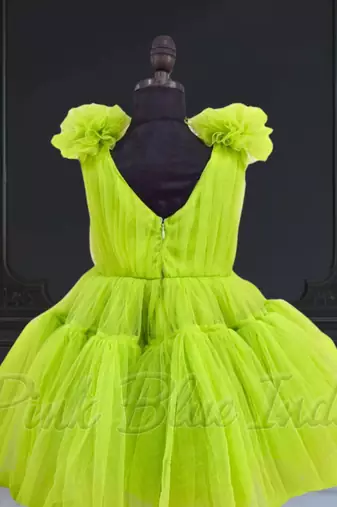 Designer green knee length girls party dress