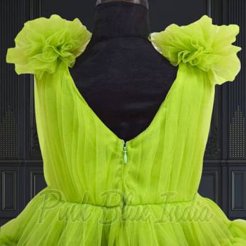 Designer green knee length girls party dress 4