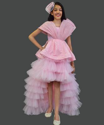 Pink high low party dress for teens girls 1