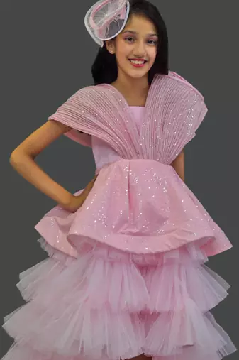 Pink high low party dress for teens girls